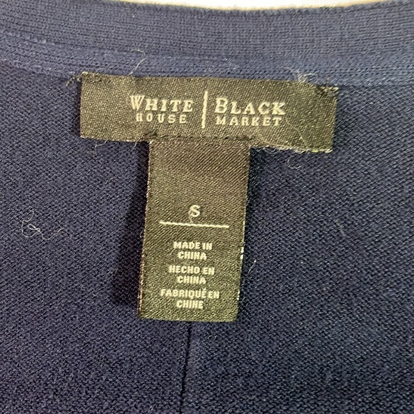 White House Black Market Navy Blue Long Knit Cardigan with Splits on Sides Small - Picture 4 of 5